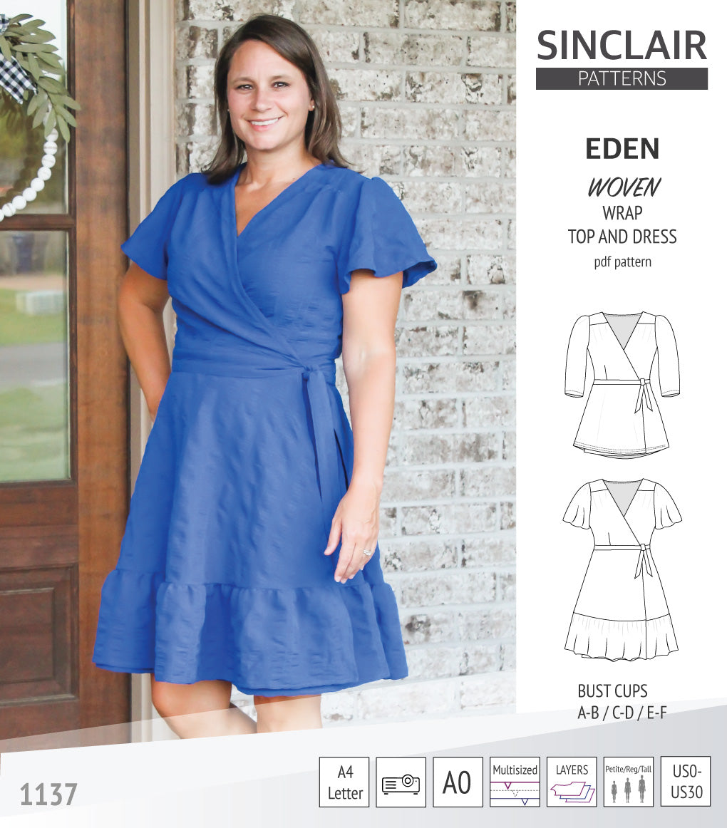 Eden true wrap dress and top for woven fabrics (PDF) – Sinclair