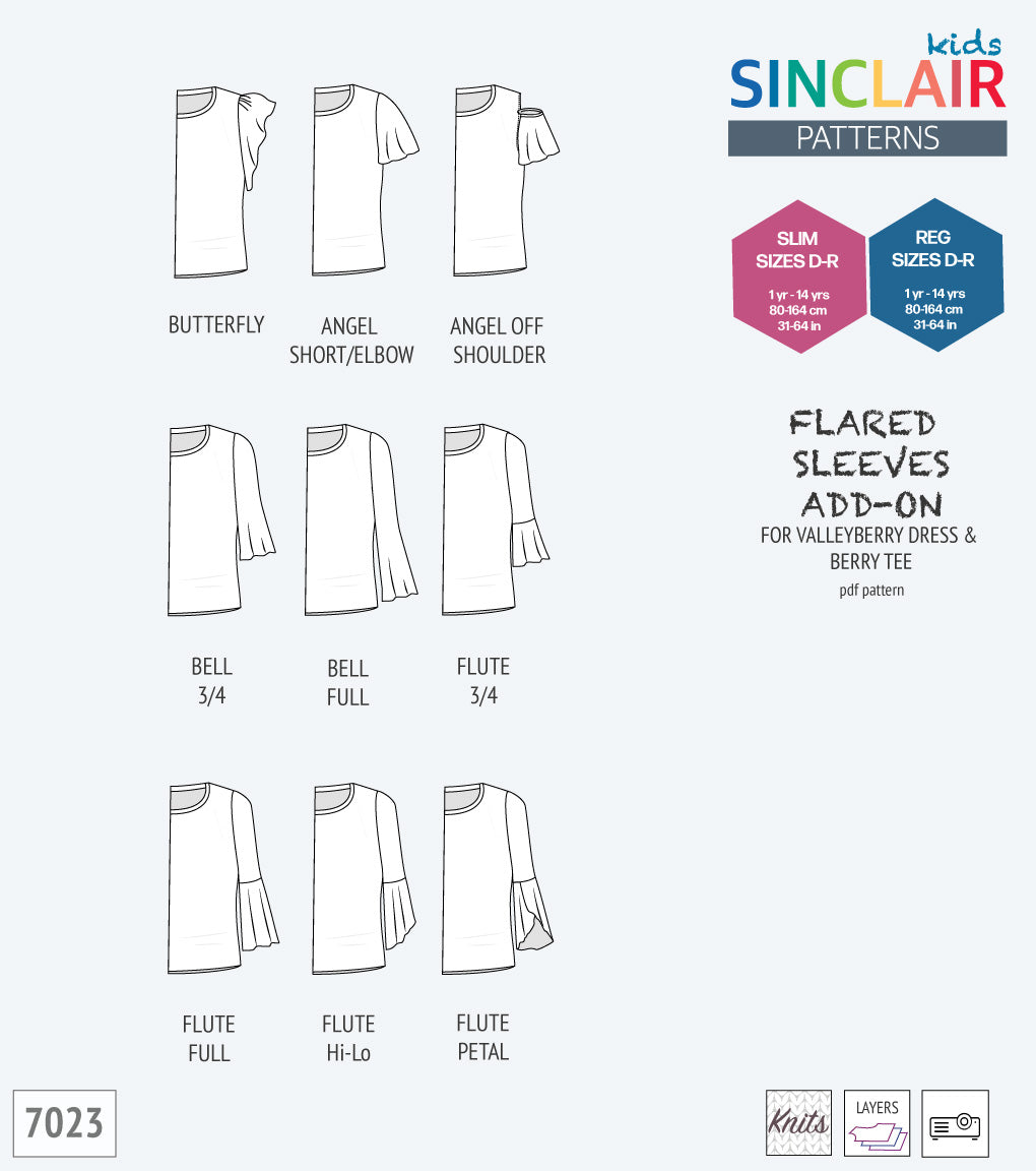 ADD-ON Flared Sleeves ADD-ON pack for Valleyberry dress and Berry tee other compatible patterns for children (PDF) ADD-ON Flared Sleeves ADD-ON pack for Valleyberry dress and Berry tee other compatible patterns for children (PDF)