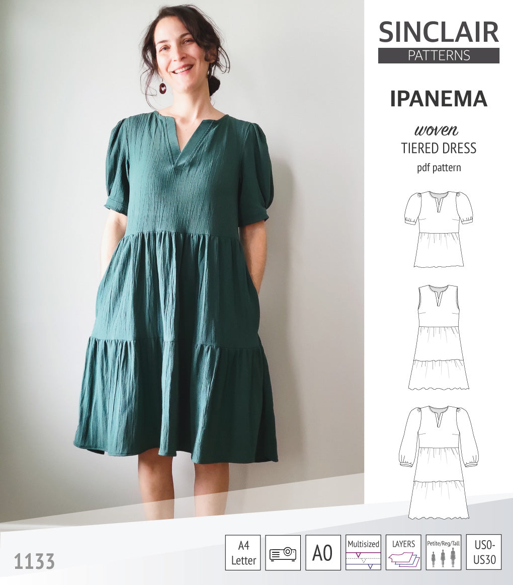 Ipanema tiered woven top and dress with a placket (PDF) Sinclair Patterns Ipanema tiered woven top and dress with a placket (PDF) Sinclair Patterns