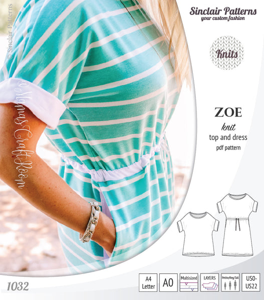 Zoe relaxed dolman knit top and drawstring dress (PDF) - Sinclair