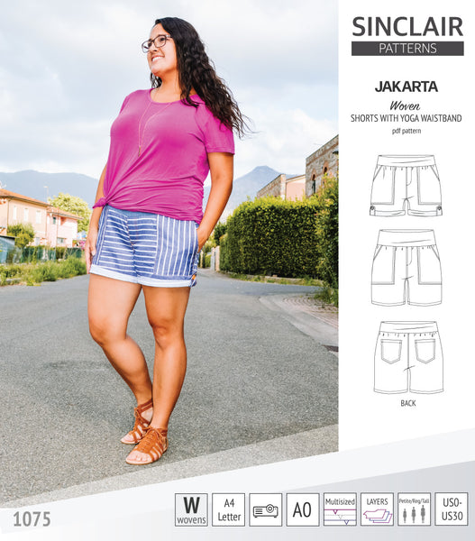 Jakarta shorts for woven fabrics with yoga waistband and pockets