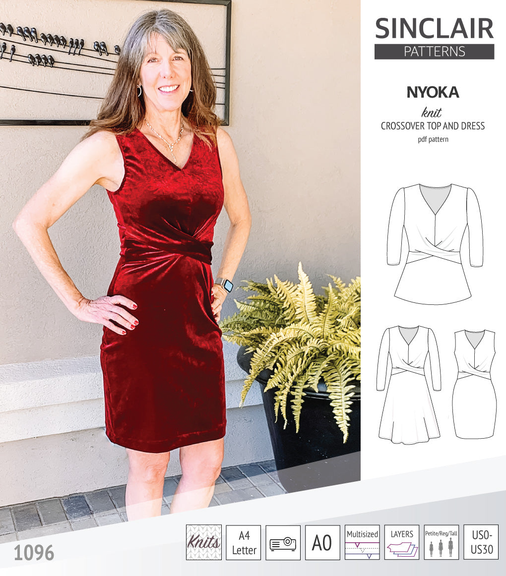 knit sheath dress pattern B7040 (PDF) | Butterick Sewing Pattern Misses' and Miss Petite Knit Dress in Two Lengths