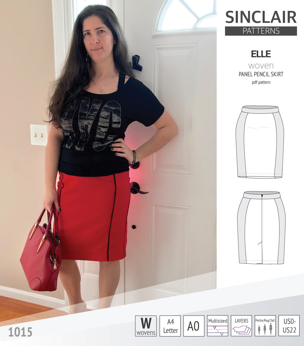 Pdf sewing pattern S1015 Elle panelled skirt Sinclair Patterns