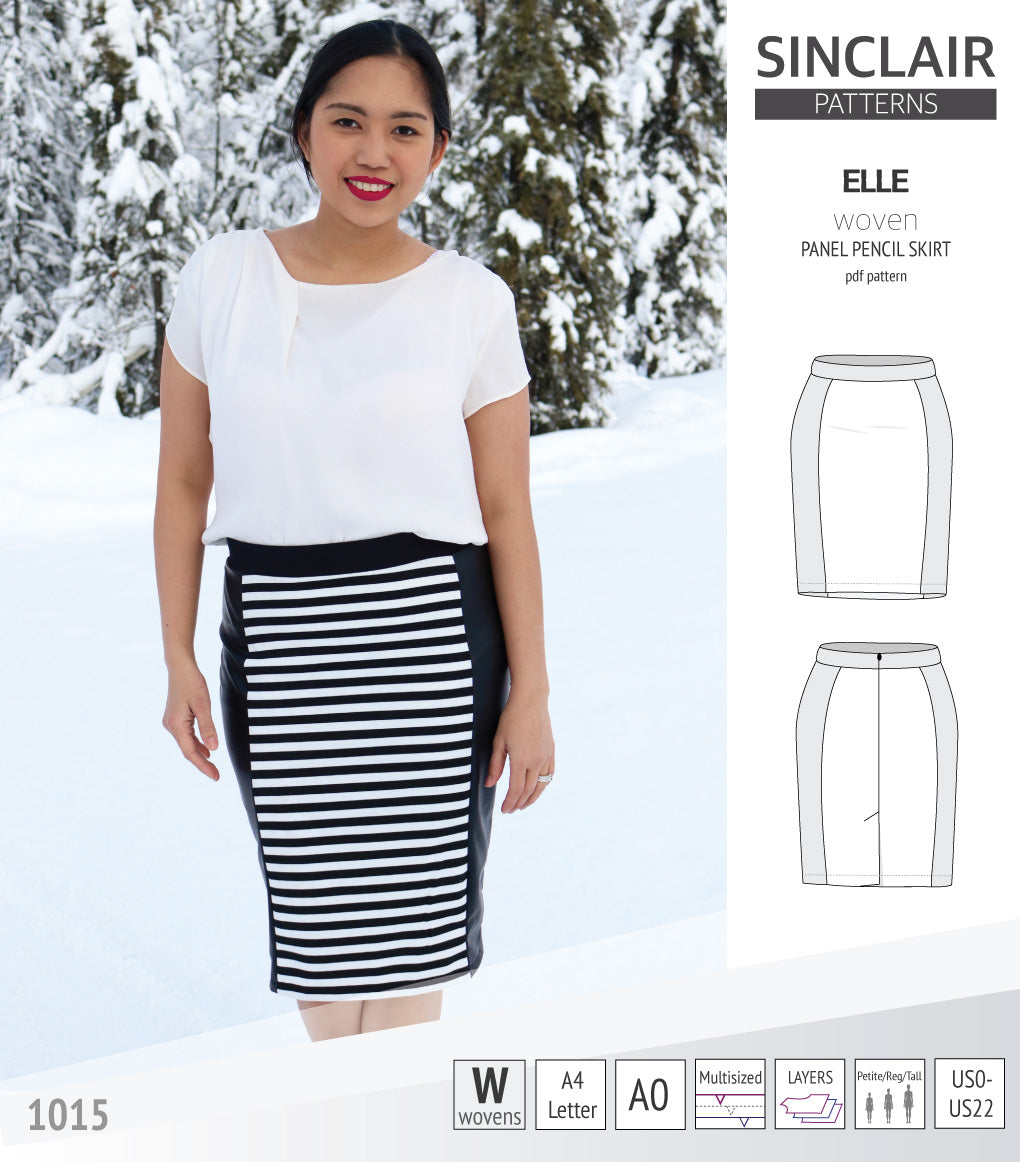 Pdf sewing pattern S1015 Elle panelled skirt Sinclair Patterns