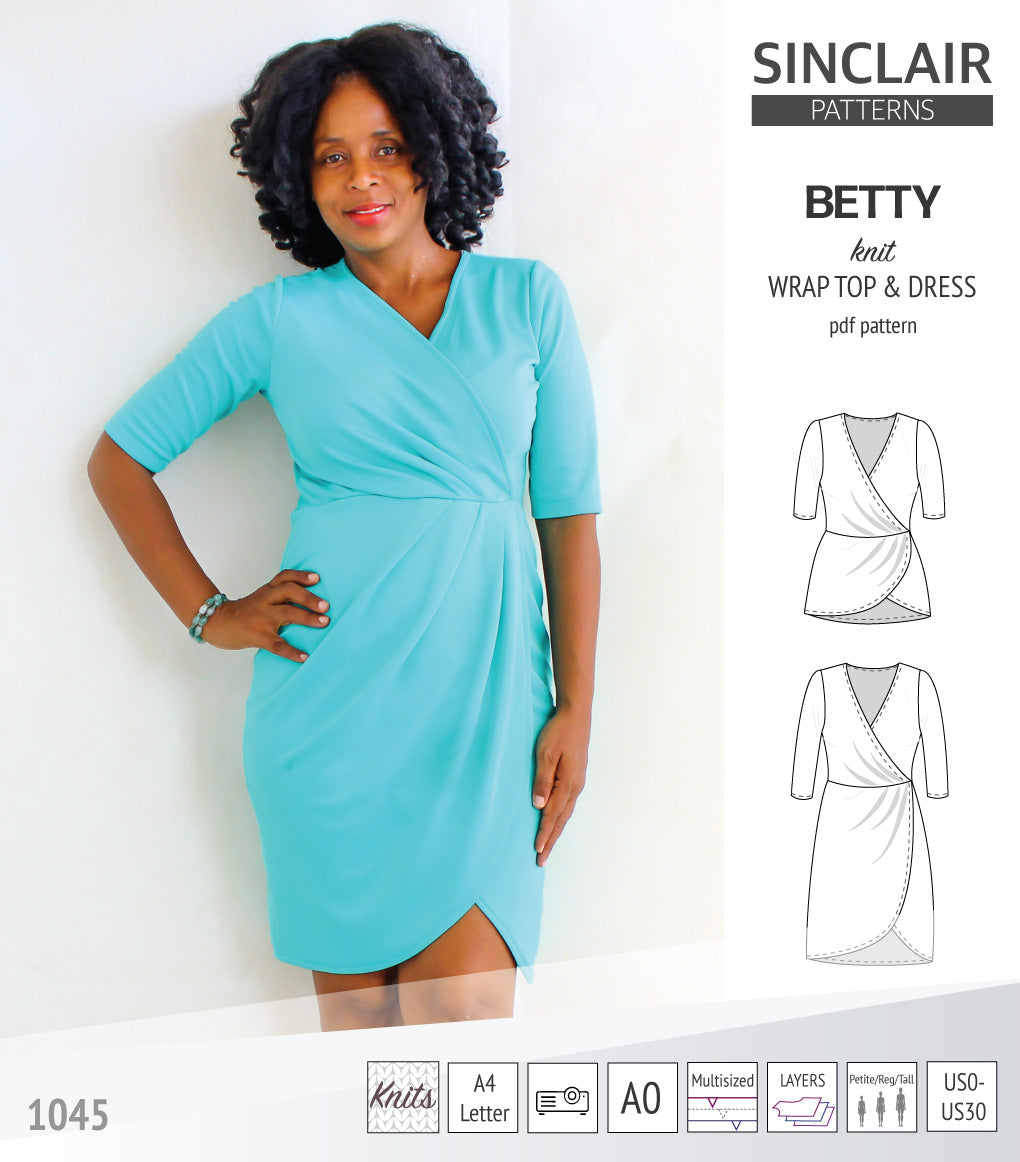 Betty faux wrap knit dress (PDF) Sinclair Patterns Betty faux wrap knit dress (PDF) Sinclair Patterns