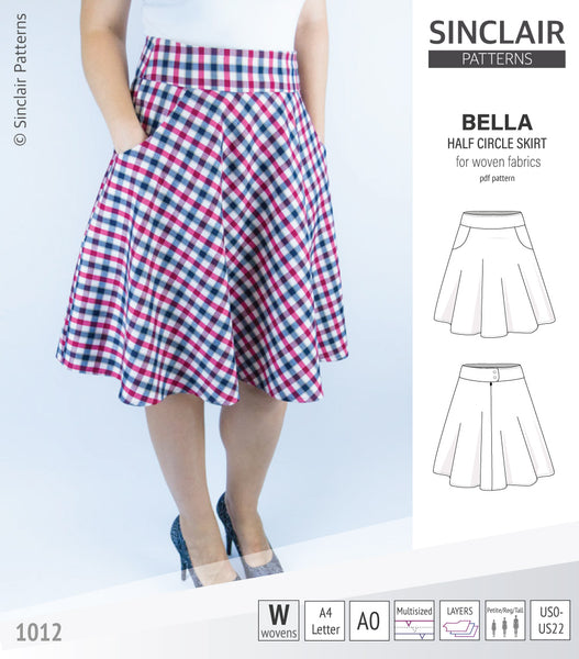 Sinclair Patterns Bella half circle woven skirt 1012 pattern review by Kraai