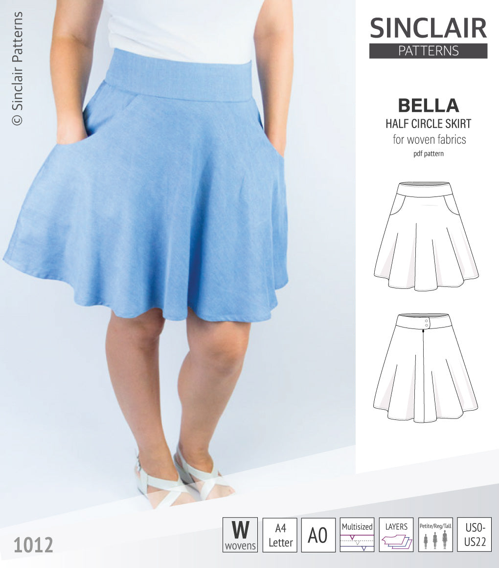 Bella half circle woven skirt with pockets PDF