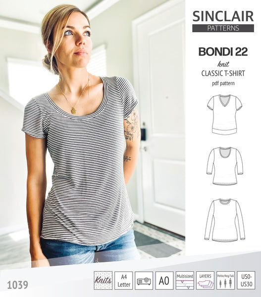 Bondi 22 knit classic fitted t-shirt (PDF) - Sinclair Patterns