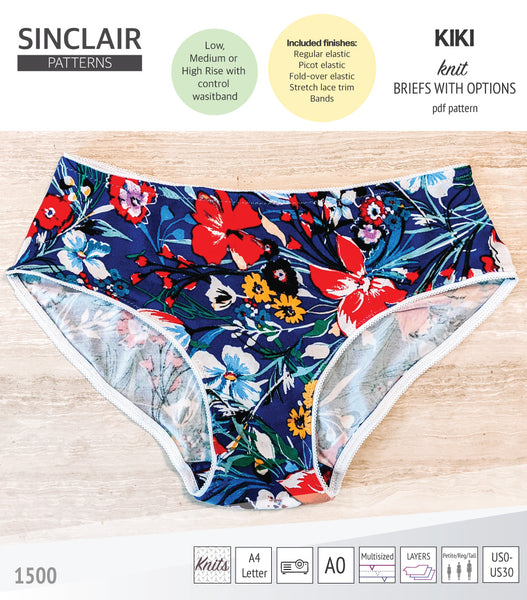 Tulip Hi-cut/French cut panty PDF sewing pattern: mid-rise women's underwear  for stretch knits