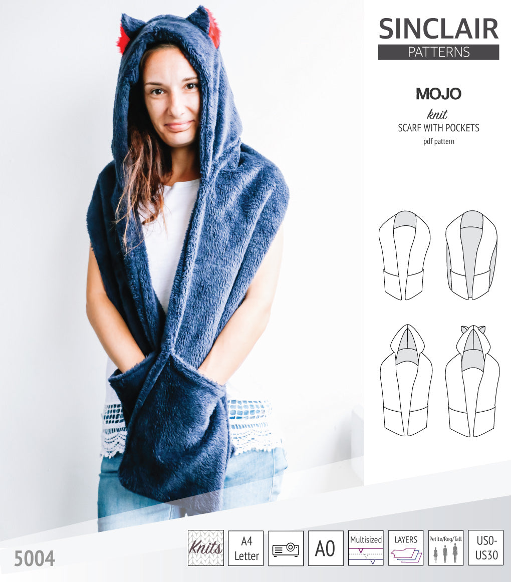 Hooded Scarf Sewing Pattern Free Mojo Knit/woven Scarf With A Hood