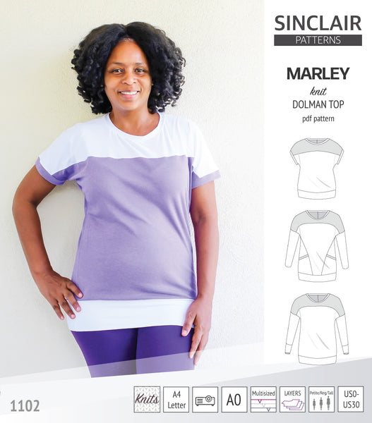 Marley dolman knit top with a yoke pdf sewing pattern - Sinclair Patterns