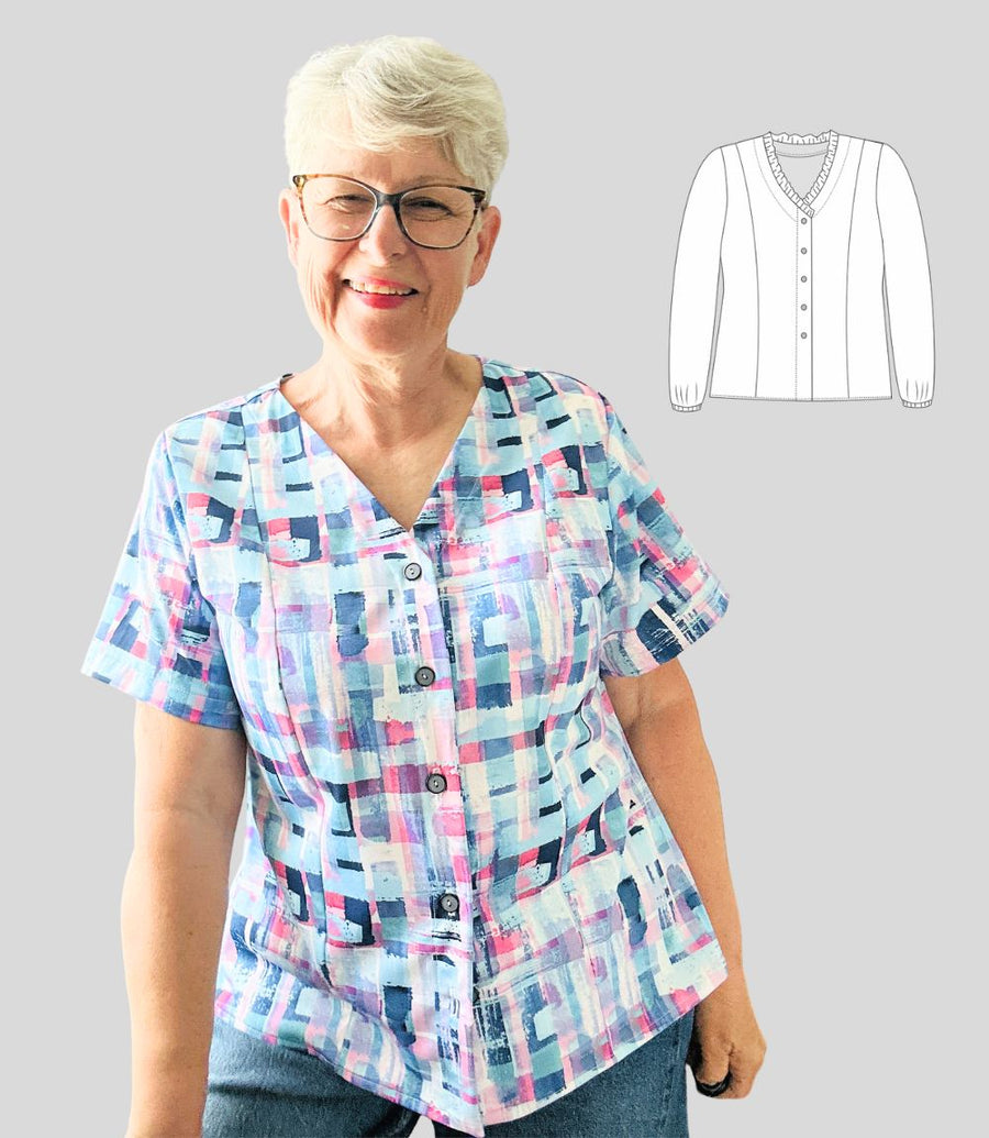 Emma woven princess seams blouse with sleeves (PDF sewing pattern ...