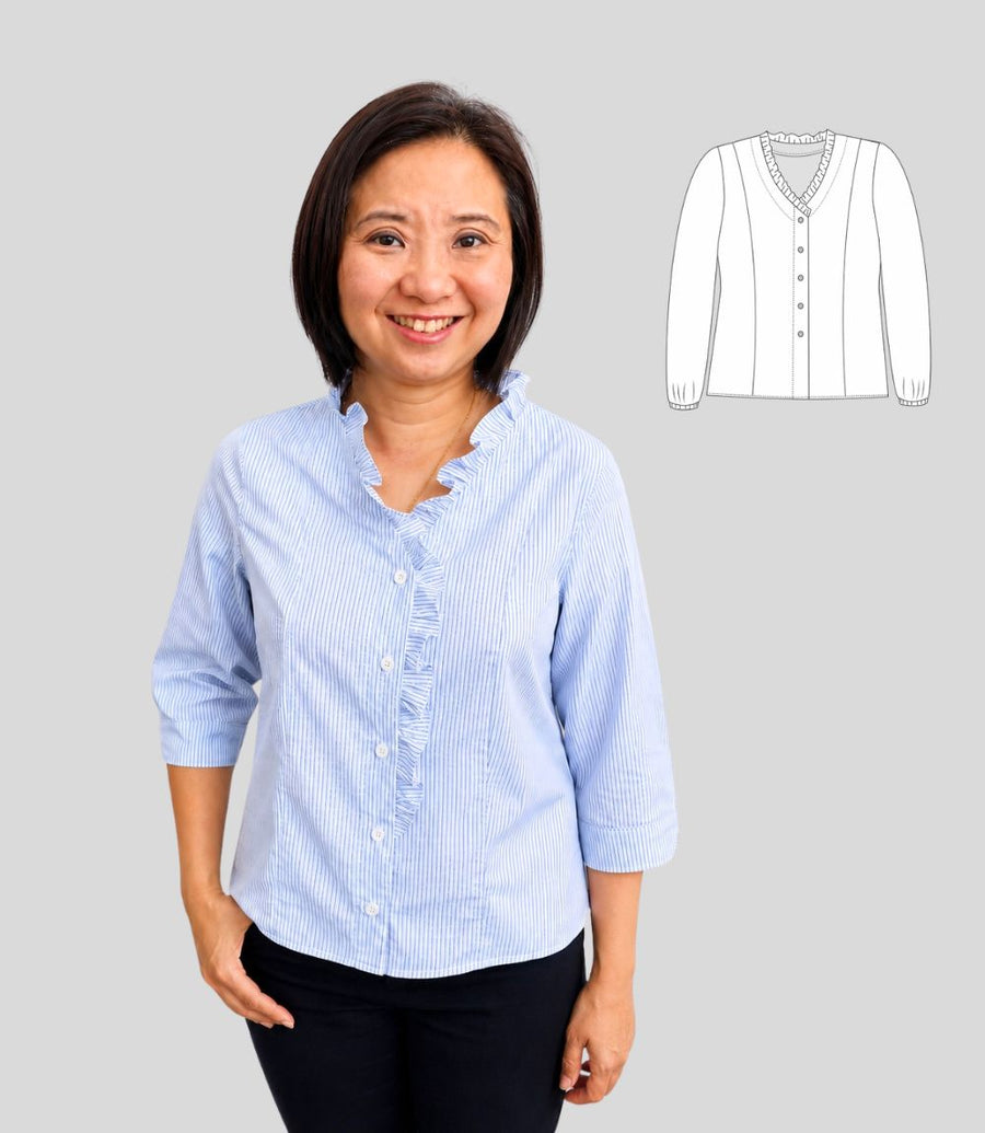 Emma woven princess seams blouse with sleeves (PDF sewing pattern ...