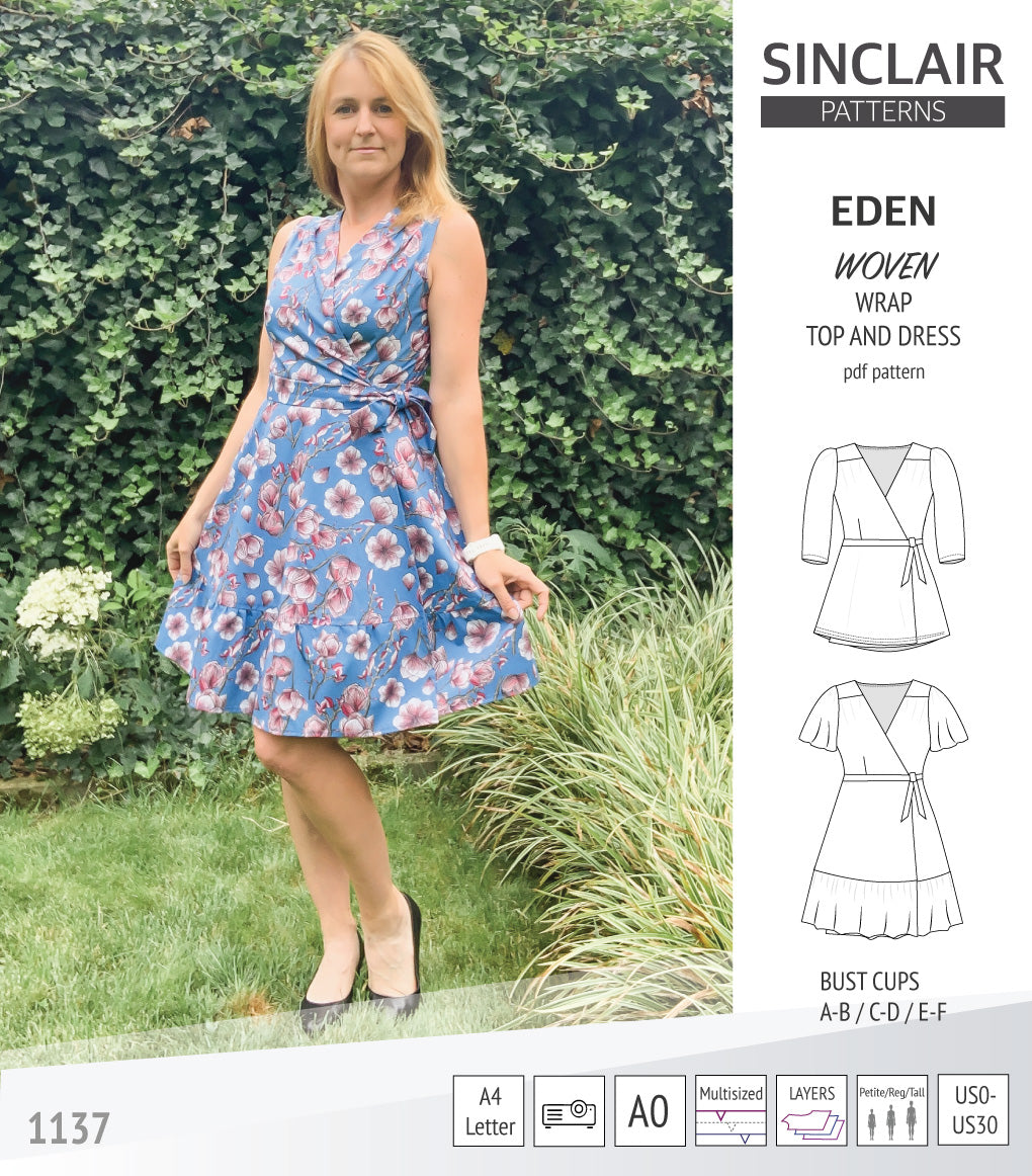 Eden true wrap dress and top for woven fabrics (PDF) – Sinclair Patterns