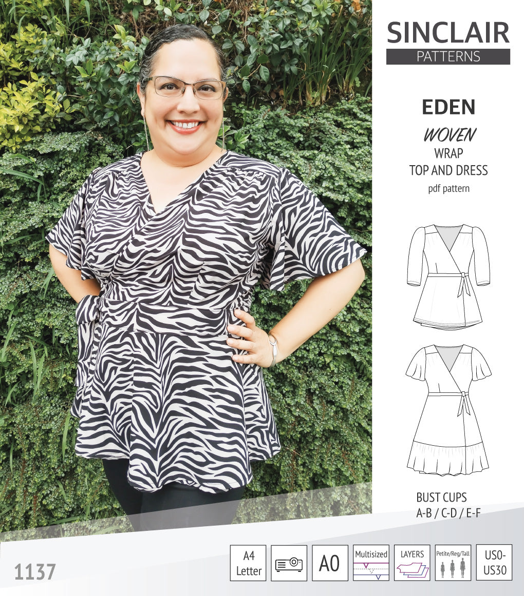 Eden true wrap dress and top for woven fabrics (PDF) – Sinclair Patterns