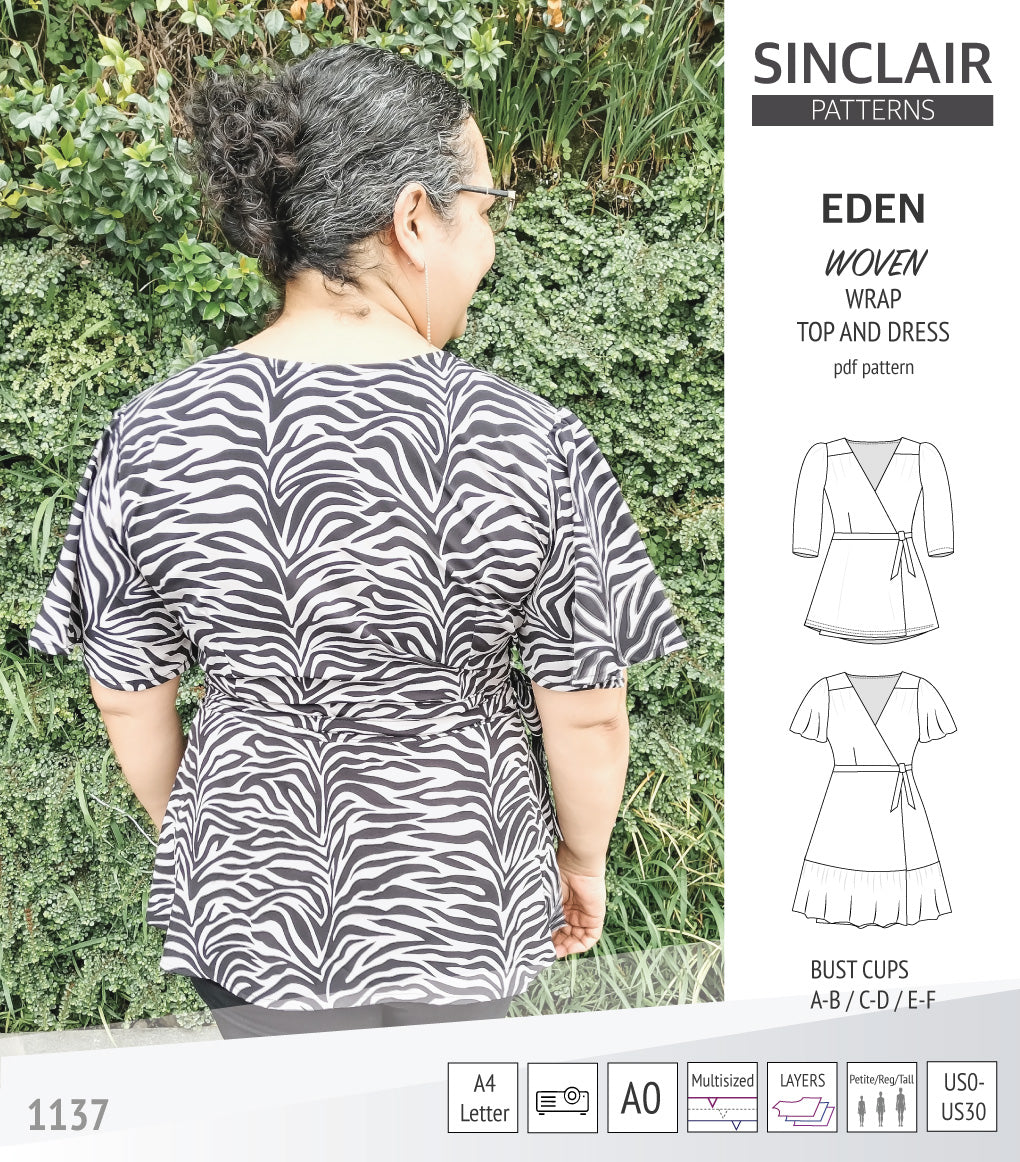 Eden true wrap dress and top for woven fabrics (PDF) – Sinclair Patterns