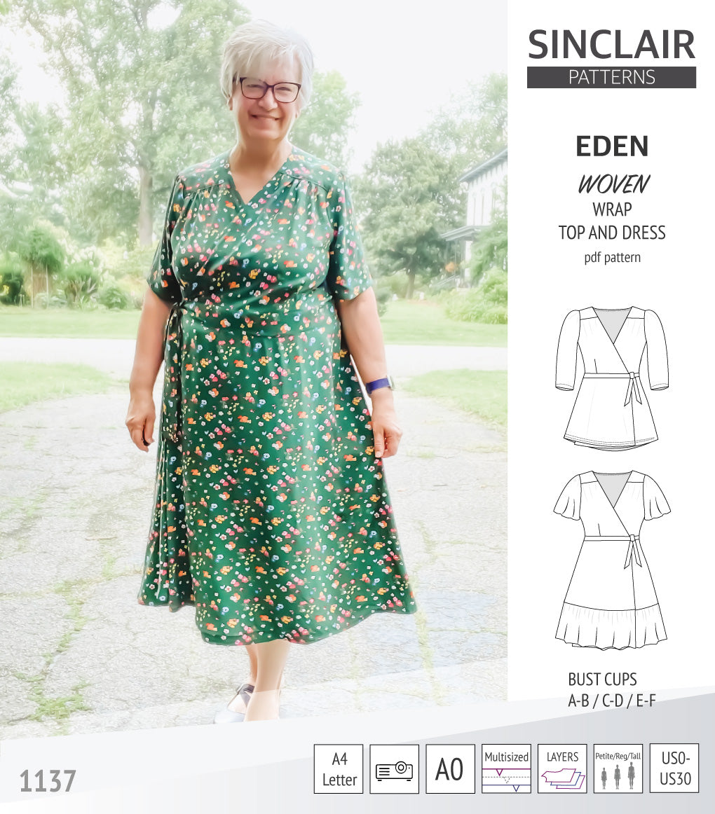 Eden true wrap dress and top for woven fabrics (PDF) – Sinclair Patterns