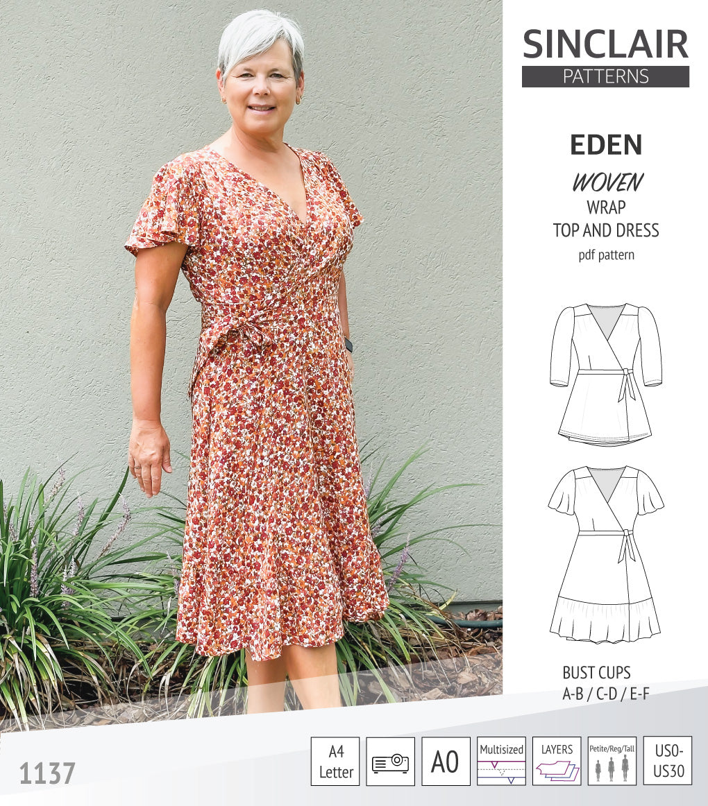 Eden true wrap dress and top for woven fabrics (PDF) – Sinclair Patterns