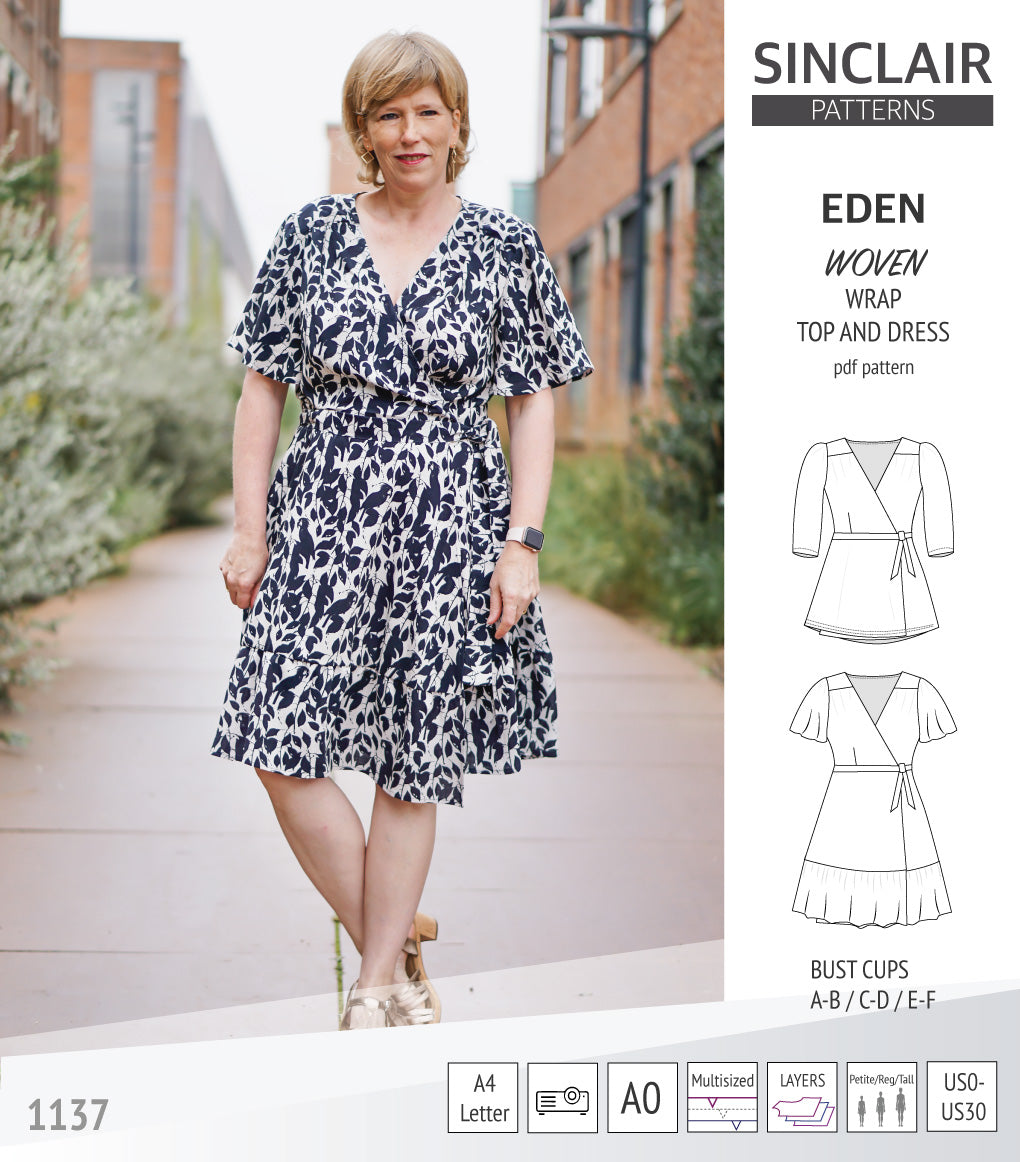 Eden true wrap dress and top for woven fabrics (PDF) – Sinclair Patterns
