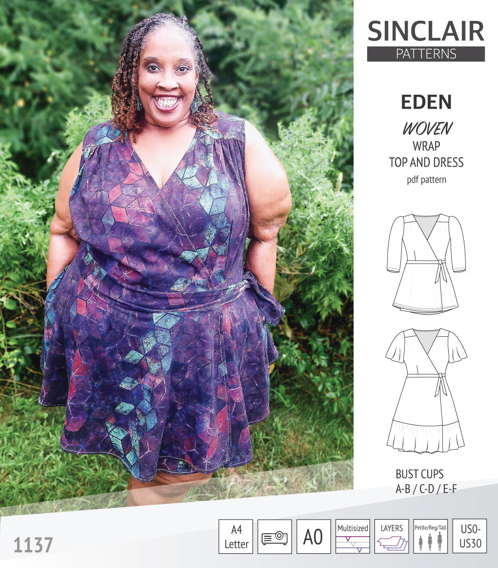 Eden true wrap dress and top for woven fabrics (PDF) – Sinclair Patterns