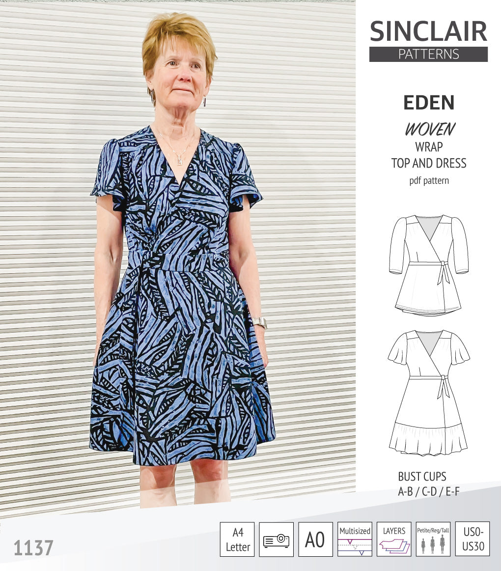 Eden true wrap dress and top for woven fabrics (PDF) – Sinclair Patterns