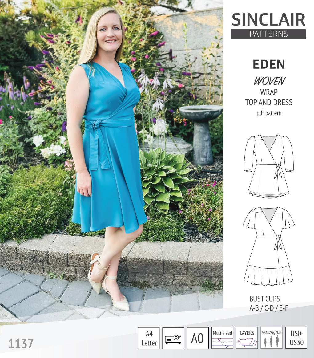 Eden true wrap dress and top for woven fabrics (PDF) – Sinclair Patterns