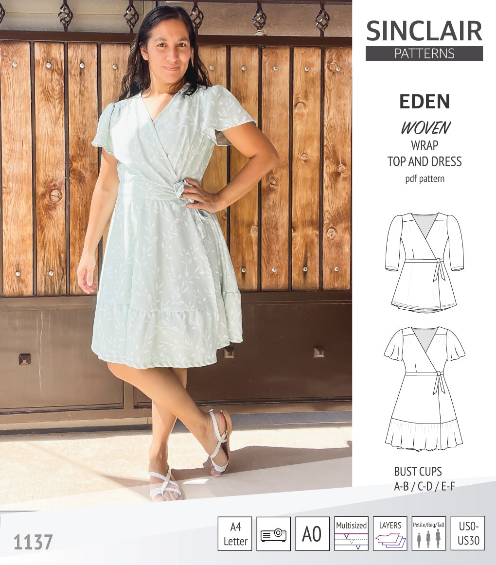 Eden true wrap dress and top for woven fabrics (PDF) – Sinclair Patterns