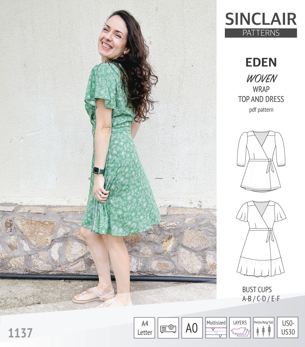 Eden true wrap dress and top for woven fabrics (PDF) – Sinclair Patterns