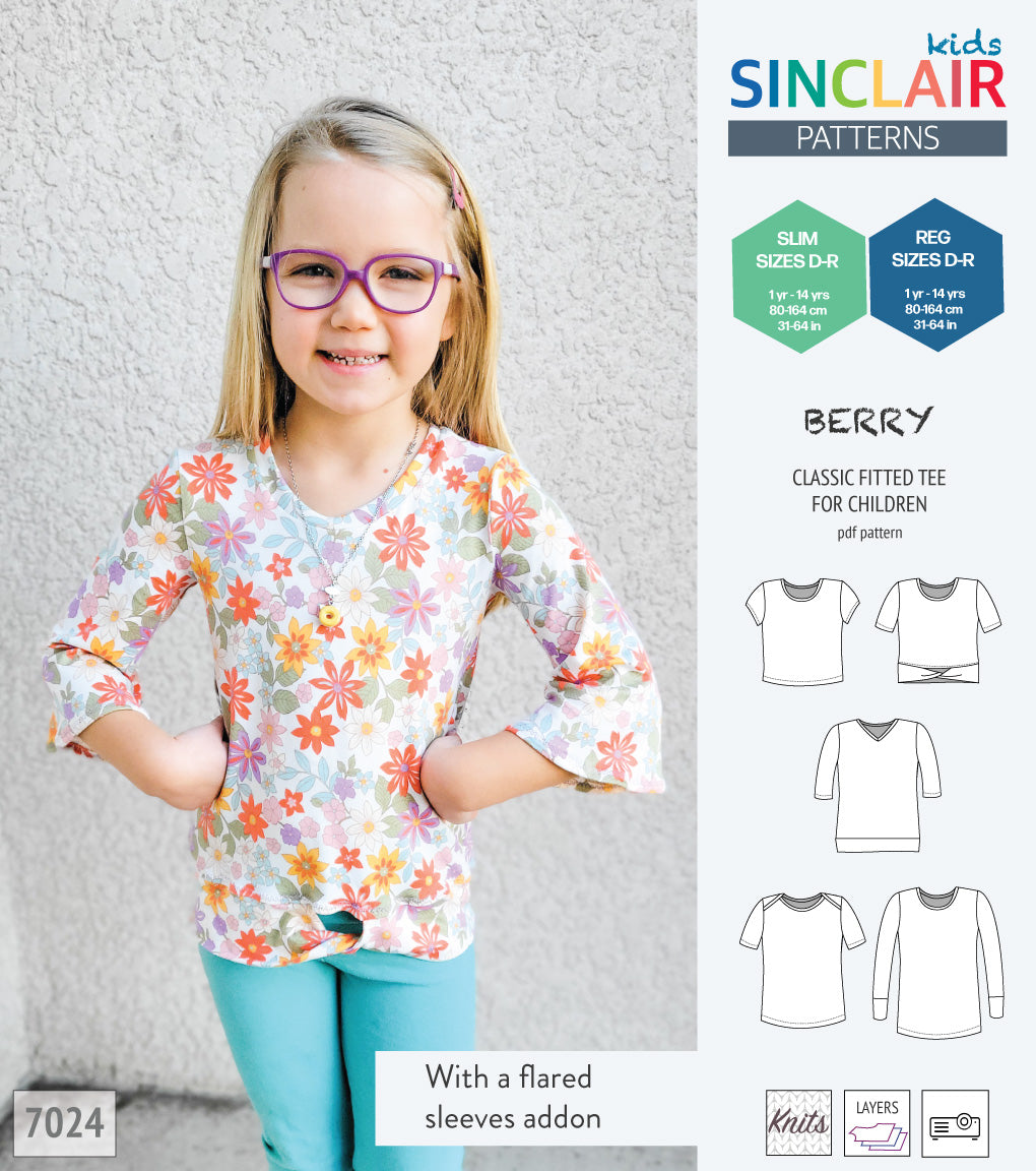 Berry semi fitted tee for children (pdf sewing pattern) – Sinclair Patterns