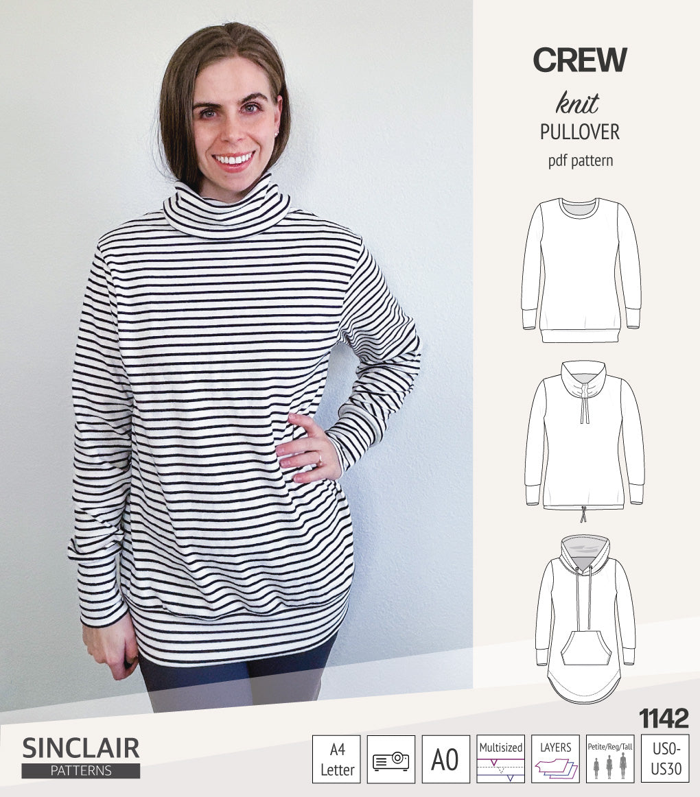 Crew pullover and hoodie (PDF sewing pattern) – Sinclair Patterns