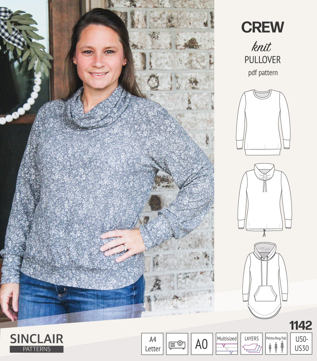 Crew pullover and hoodie (PDF sewing pattern) – Sinclair Patterns