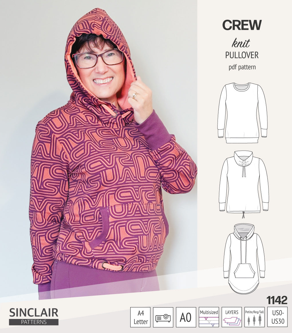 Hoddie Pattern Crew pullover and hoodie (PDF sewing pattern) – Sinclair Patterns