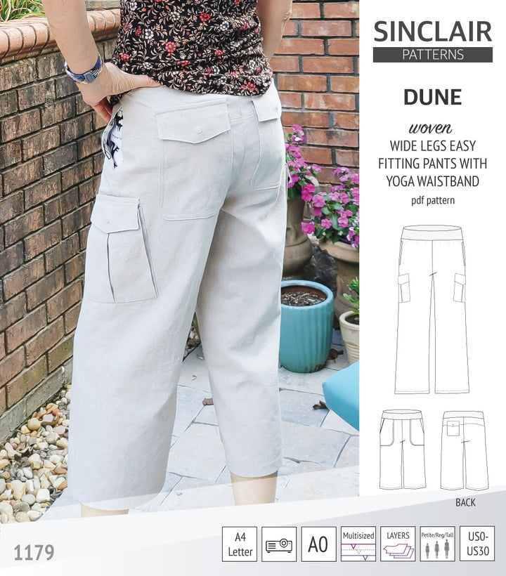 Dune wide leg woven pants with yoga waistband (pdf sewing pattern ...