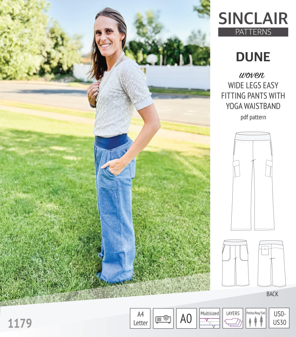 Wide Leg Pattern Set Dune wide leg woven pants with yoga waistband (pdf sewing pattern ...