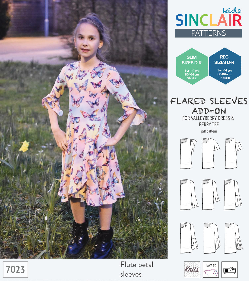 ADD-ON Flared Sleeves ADD-ON pack for Valleyberry dress and Berry tee other compatible patterns for children (PDF) ADD-ON Flared Sleeves ADD-ON pack for Valleyberry dress and Berry tee other compatible patterns for children (PDF)