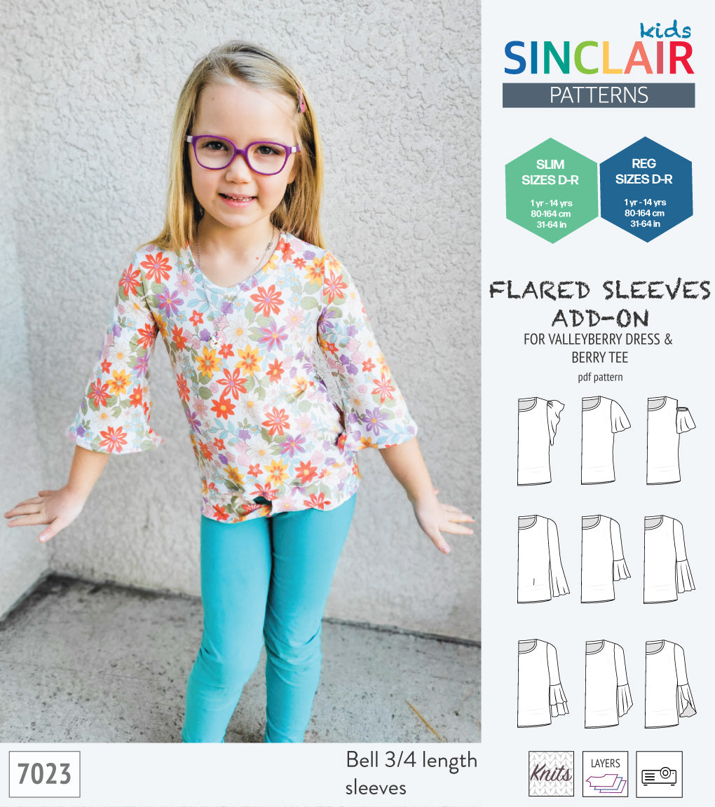 ADD-ON Flared Sleeves ADD-ON pack for Valleyberry dress and Berry tee other compatible patterns for children (PDF) ADD-ON Flared Sleeves ADD-ON pack for Valleyberry dress and Berry tee other compatible patterns for children (PDF)