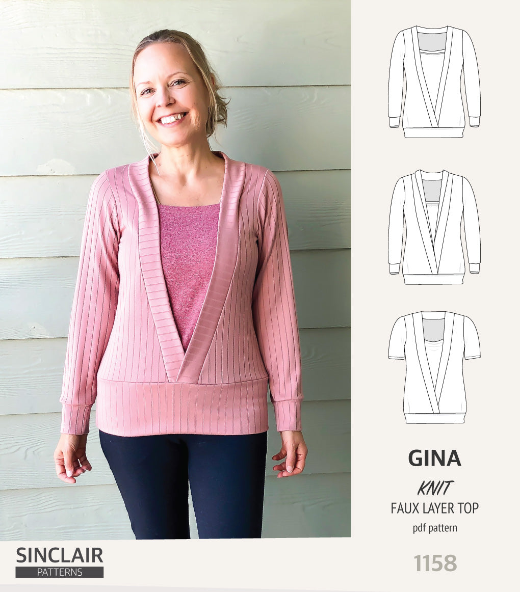 Gina crossover faux underlay knit top (PDF) – Sinclair Patterns