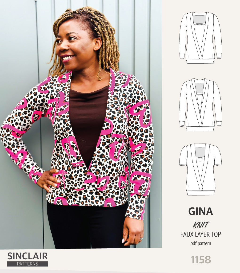 Gina crossover faux underlay knit top (PDF) – Sinclair Patterns
