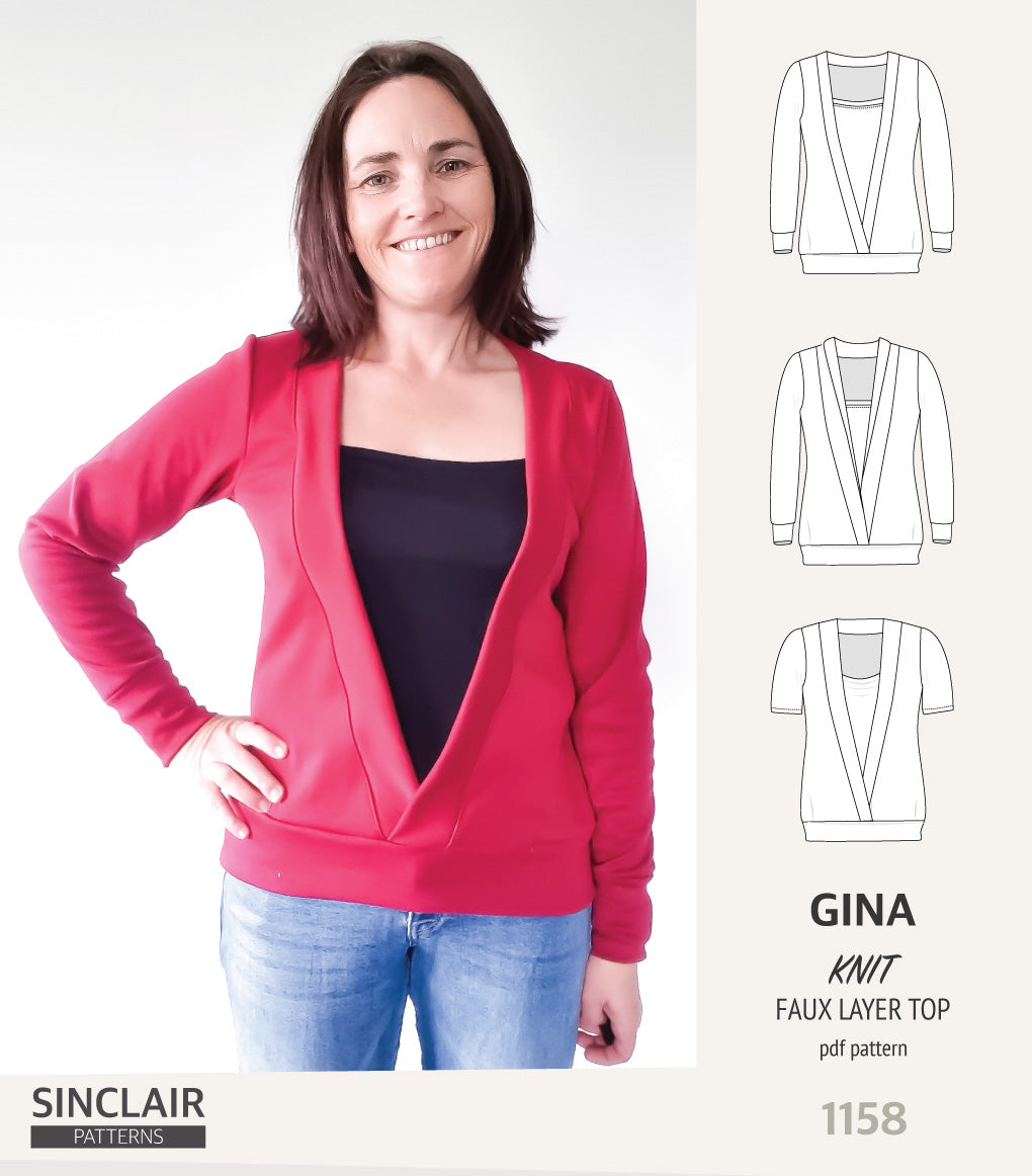 Gina crossover faux underlay knit top (PDF) – Sinclair Patterns