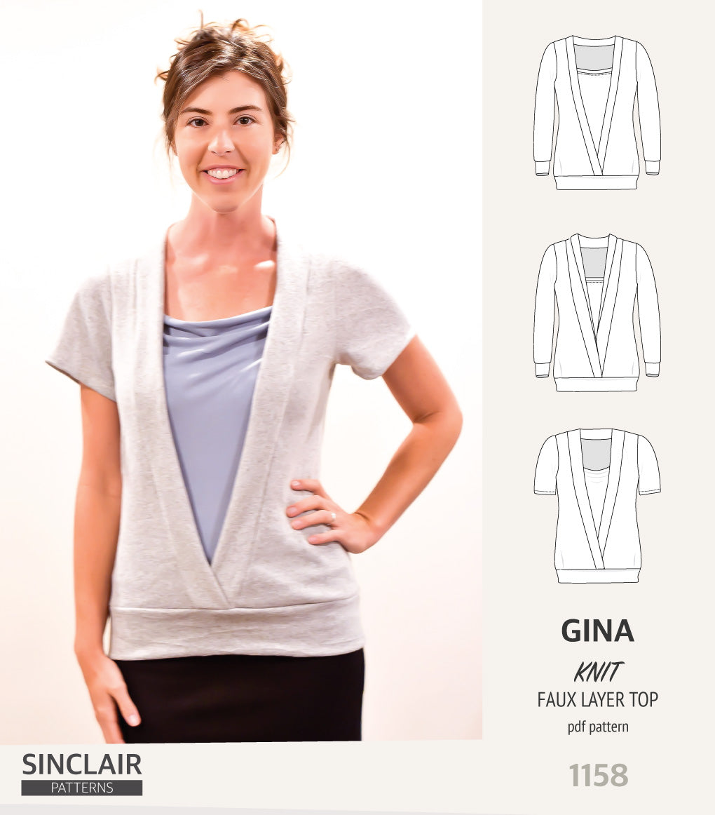Gina crossover faux underlay knit top (PDF) – Sinclair Patterns