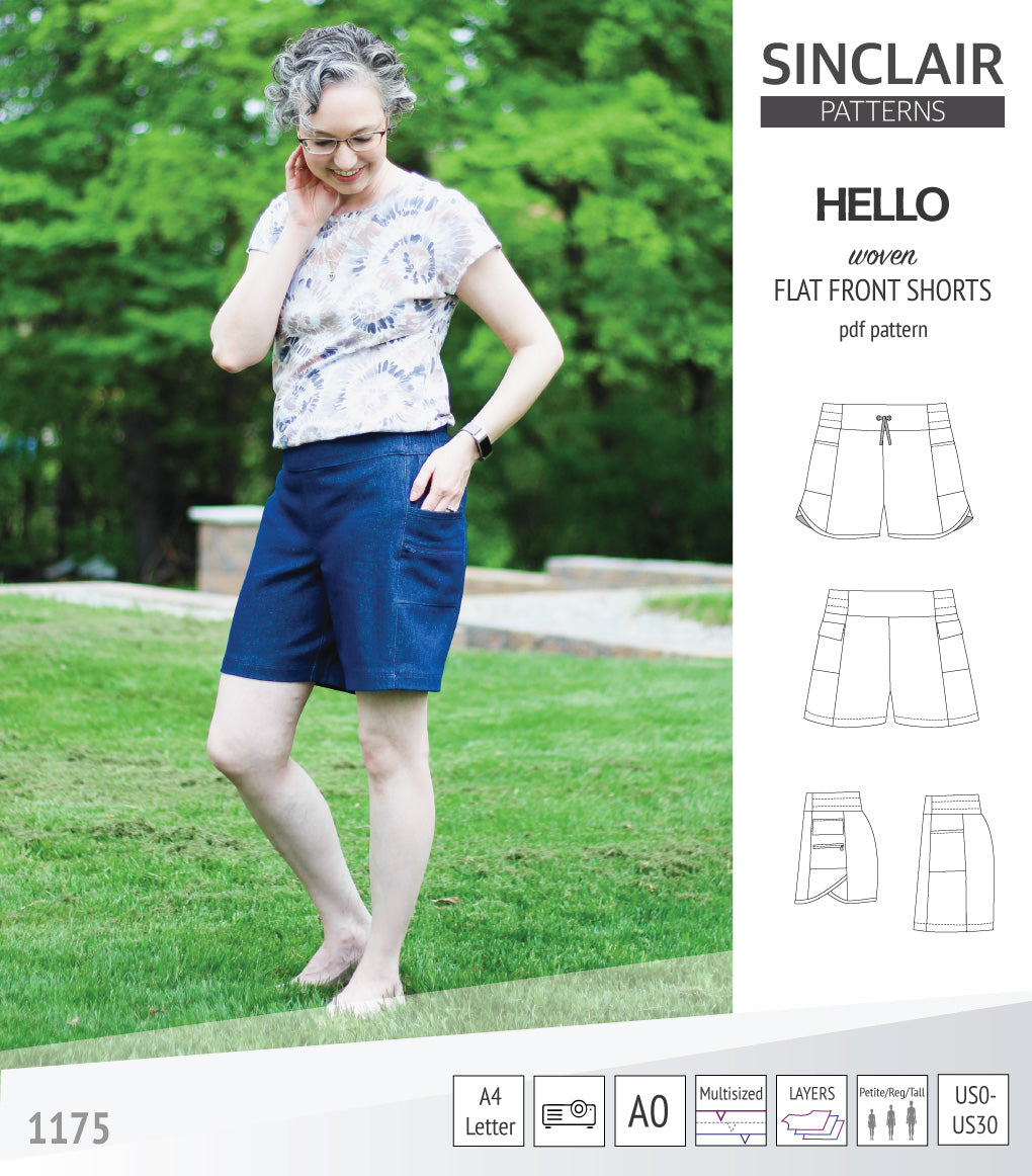 Shorts Pattern Instructions Hello flat front elastic back woven shorts with side panels (pdf sewing ...