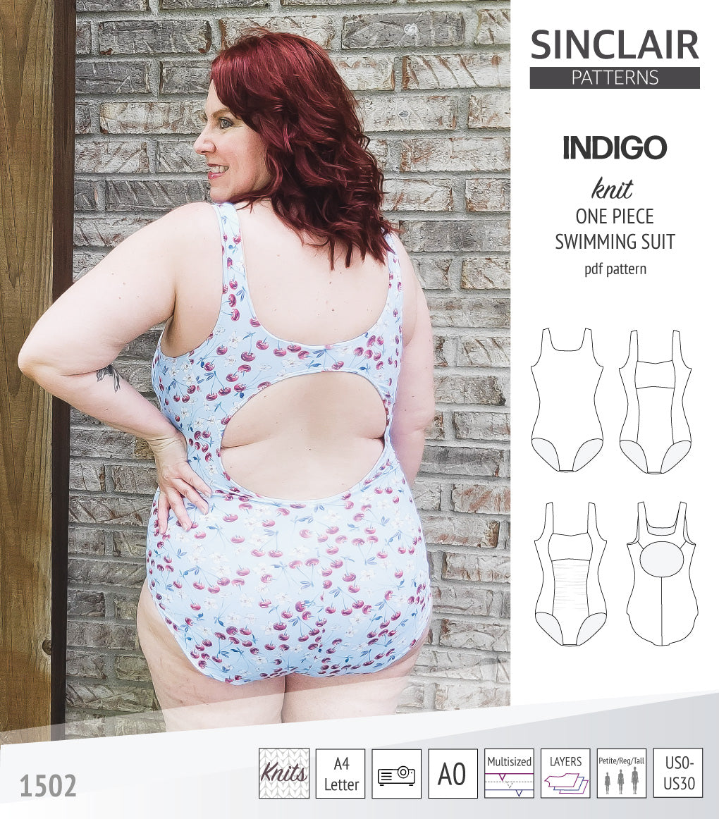 Indigo one piece swimming suit with a keyhole back and ruched front (PDF) – Sinclair Patterns Indigo one piece swimming suit with a keyhole back and ruched front (PDF) – Sinclair Patterns