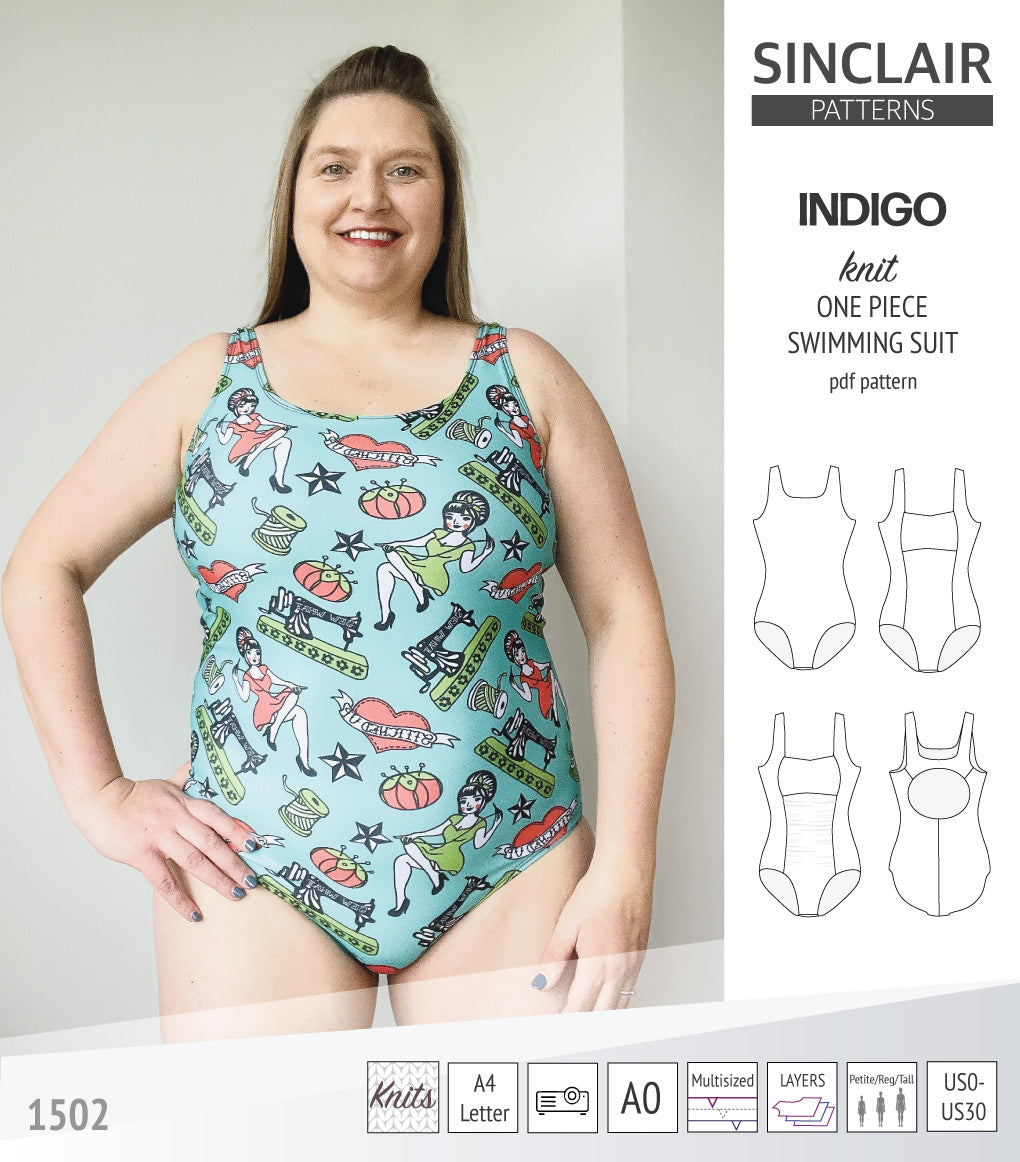 Indigo one piece swimming suit with a keyhole back and ruched front ...