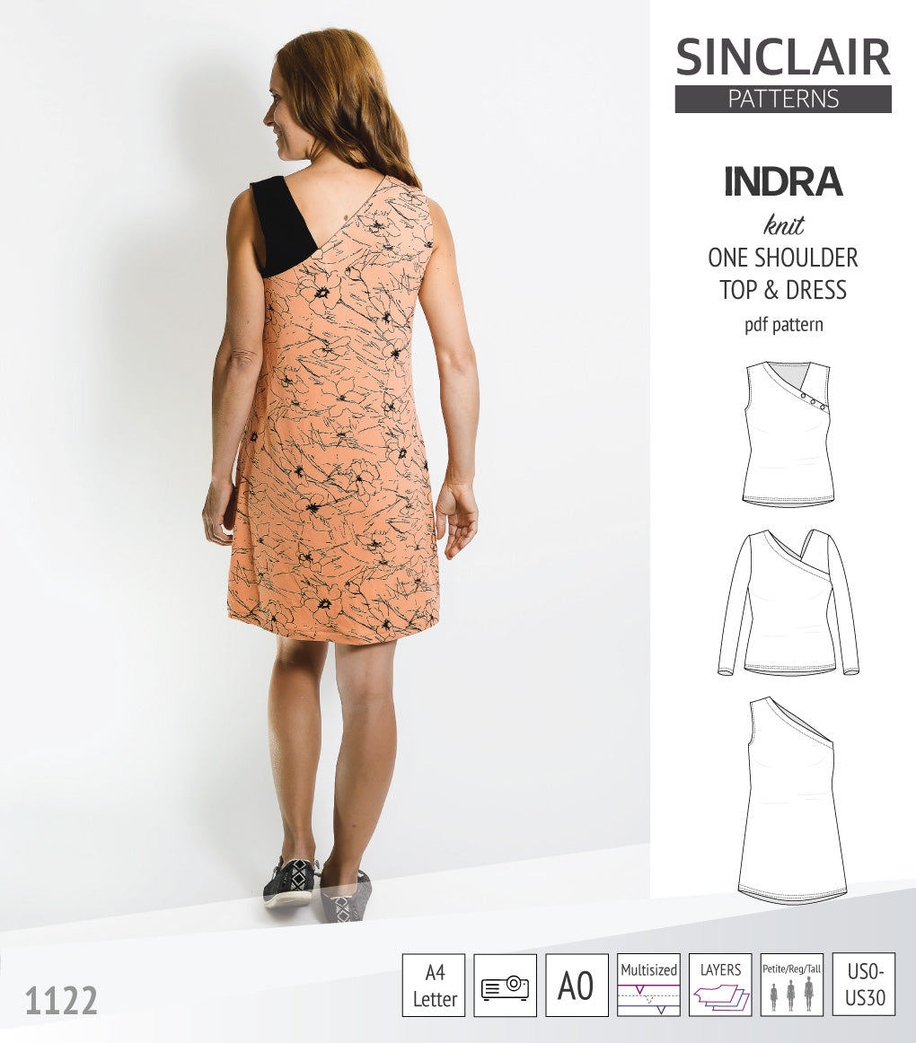 Indra one shoulder knit top (PDF sewing pattern) Sinclair Patterns Indra one shoulder knit top (PDF sewing pattern) Sinclair Patterns