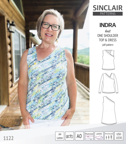 Indra one shoulder knit top (PDF sewing pattern) - Sinclair Patterns