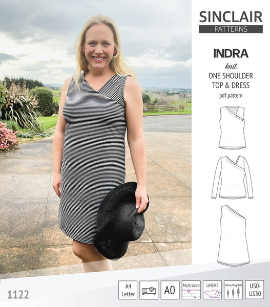 Indra one shoulder knit top (PDF sewing pattern) Sinclair Patterns