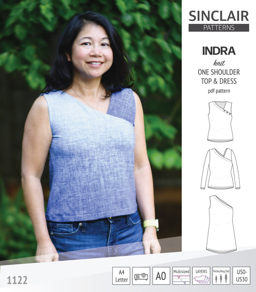 Indra one shoulder knit top (PDF sewing pattern) Sinclair Patterns
