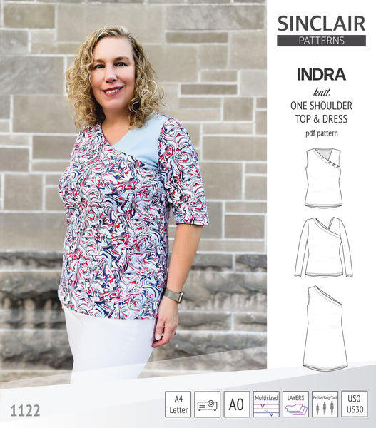 Indra one shoulder knit top (PDF sewing pattern) - Sinclair Patterns
