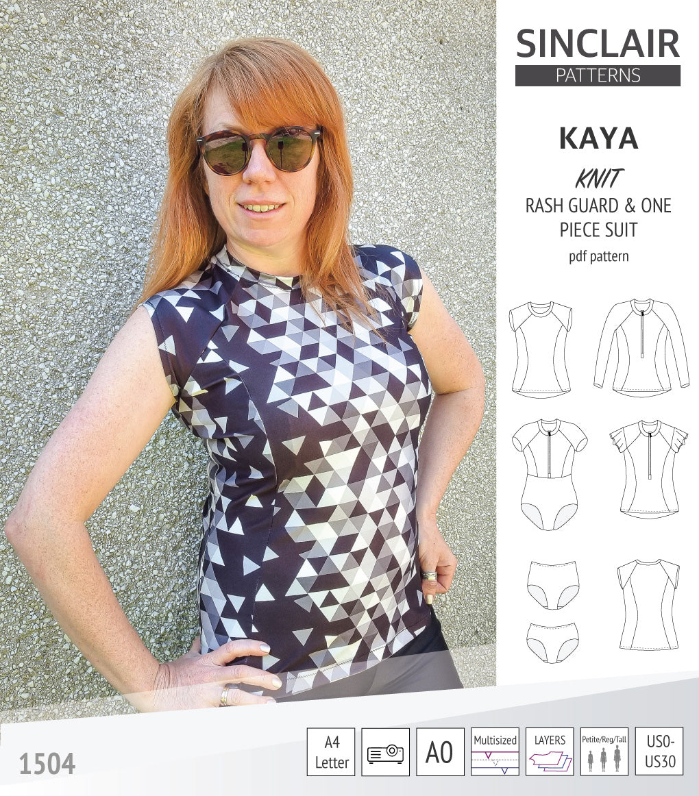 Pattern Rash Guard Kaya raglan rash guard, swim bottoms and a one piece suit (PDF ...