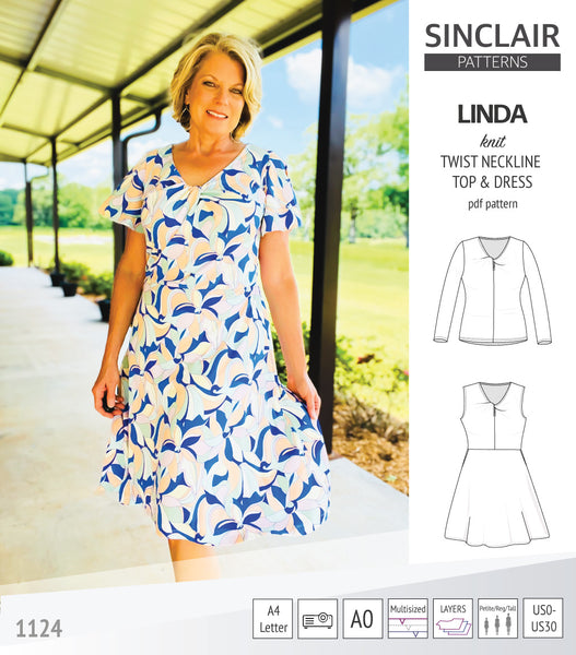Linda twist neckline knit top and dress (PDF sewing pattern) - Sinclair ...